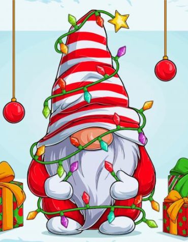 Christmas Gnome Tree Lights Paint By Numbers
