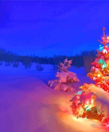 Snowy Christmas Night Paint By Numbers