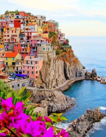 Colorful Vernazza Buildings Paint By Numbers