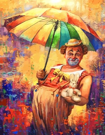 Circus Clowns and Umbrellas Paint By Numbers