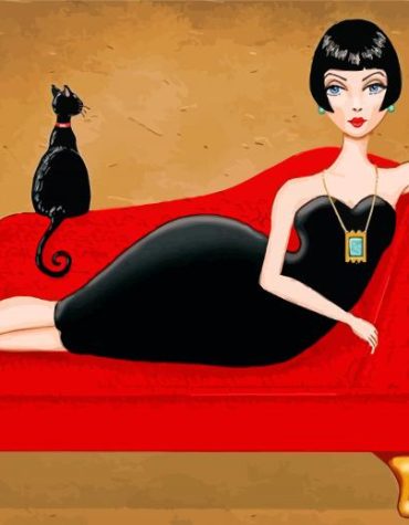 Classy Woman with Black Cat Paint By Numbers