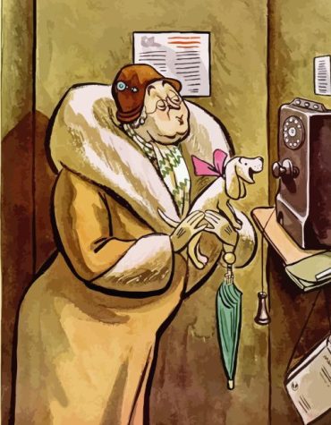 Classy Woman and Dog Cartoon Paint By Numbers
