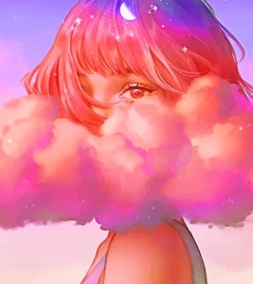 Pink Cloud Girl Paint By Numbers