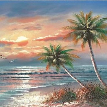 Coconut Trees Beachside Paint By Numbers
