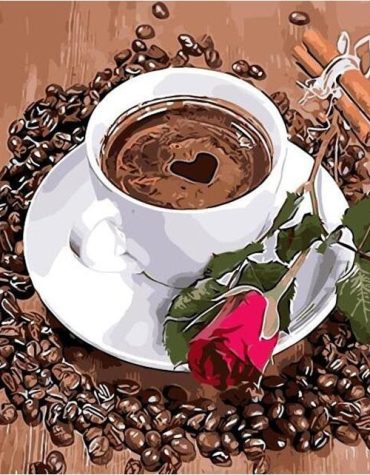 Coffee and Rose Harmony Paint By Numbers