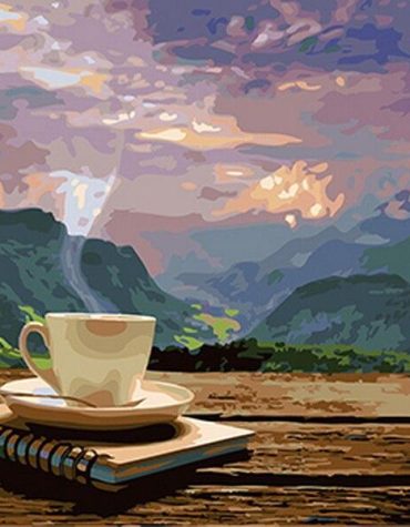 Mountain Coffee Scene Paint By Numbers