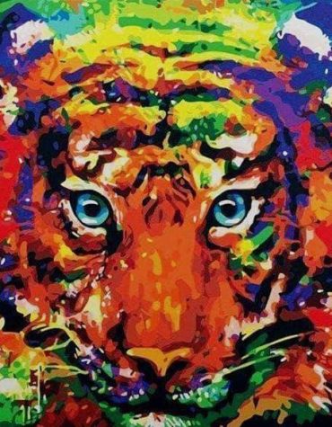 Colorful Tiger Splatter Paint By Numbers