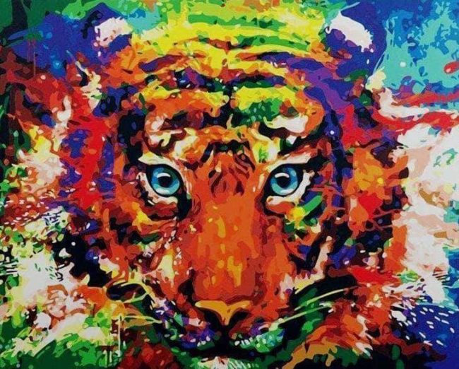 Colorful Tiger Splatter Paint By Numbers