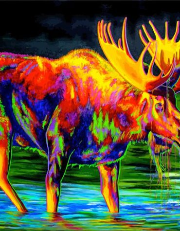 Colorful Bull Moose Painting Paint By Numbers