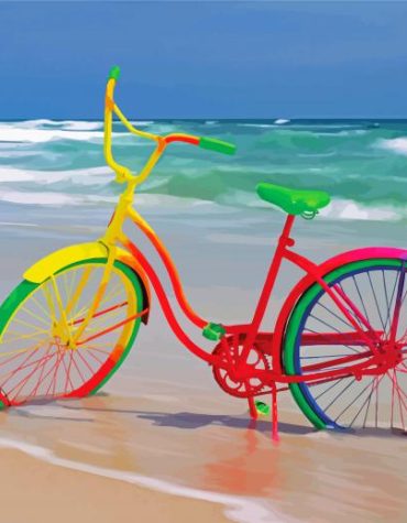 Colorful Seascape Beach Bike Paint By Numbers