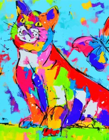Colorful Cats and Butterfly Paint By Numbers