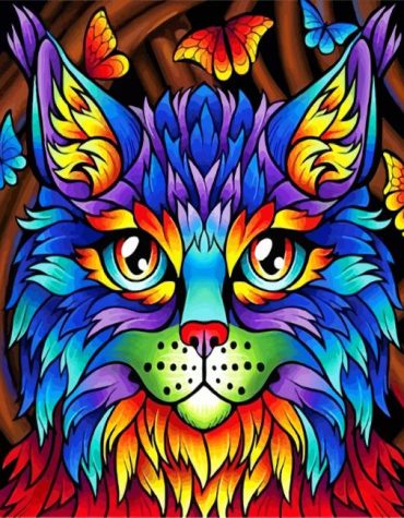Colorful Cats and Butterflies Paint By Numbers