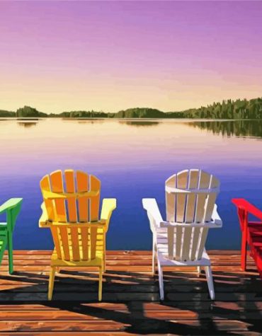Colorful Lakeside Chairs Muskoka Paint By Numbers