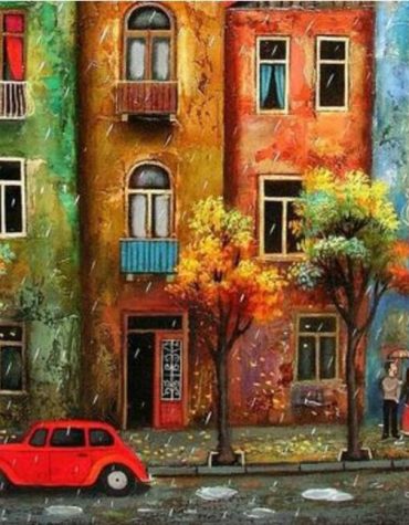 Red Car Cityscape Dreams Paint By Numbers