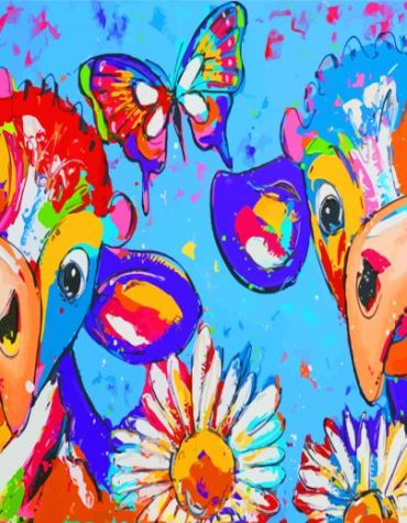 Colorful Calf and Butterfly Paint By Numbers