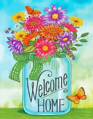 Colorful Daisies with Butterflies Paint By Numbers