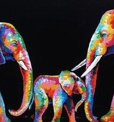 Rainbow Elephant Family Paint By Numbers