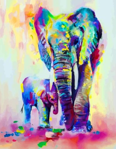 Colorful Elephant Paintings Paint By Numbers