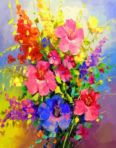 Colorful Flowers in a Vase Paint By Numbers