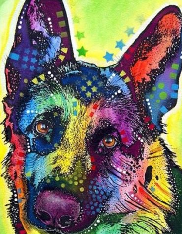 Rainbow German Shepherd Dog Paint By Numbers