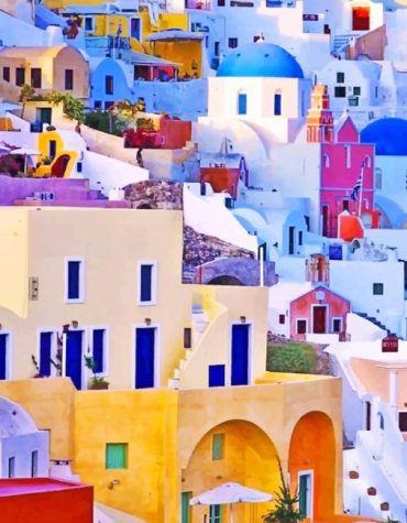 Colorful Greek Landscape Paint By Numbers