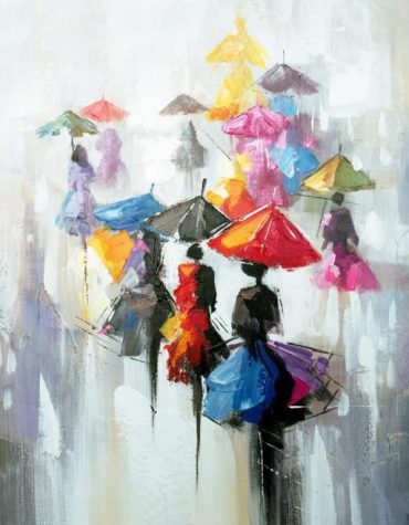 Abstract Ladies with Umbrellas Paint By Numbers