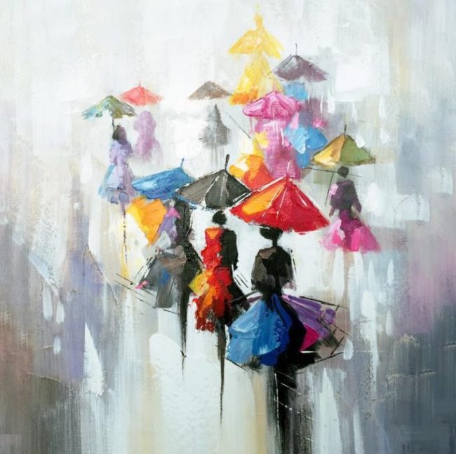 Abstract Ladies with Umbrellas Paint By Numbers