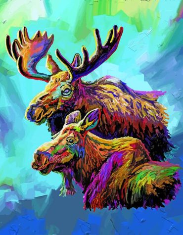Colorful Moose Family Paint By Numbers