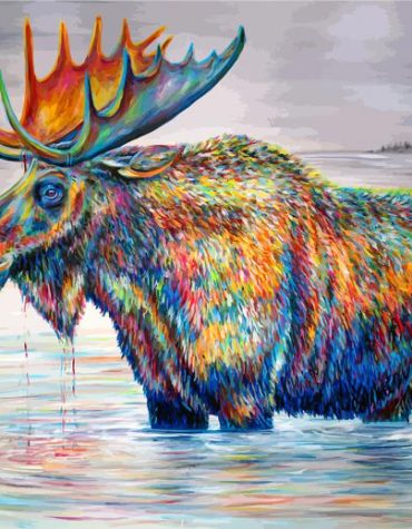 Colorful Moose in Nature Paint By Numbers