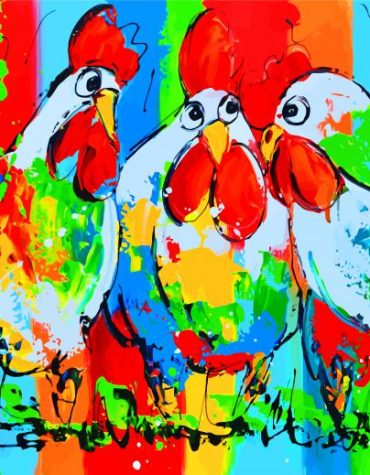 Colorful Roosters Painting Kit Paint By Numbers