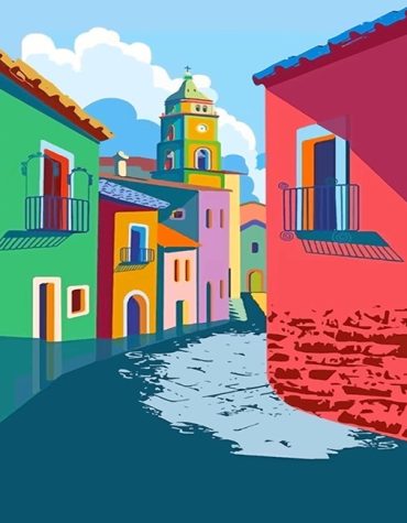 Colorful Landscape Houses Paint By Numbers