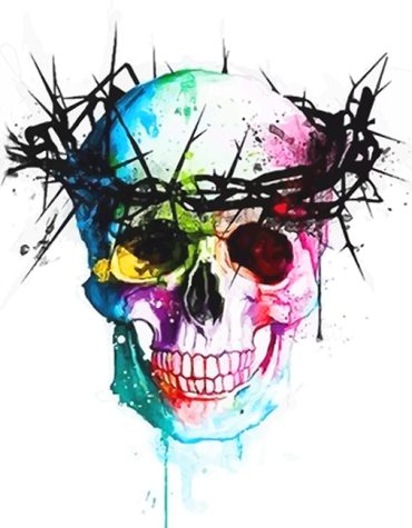Colorful Skull with Thorned Crown Paint By Numbers
