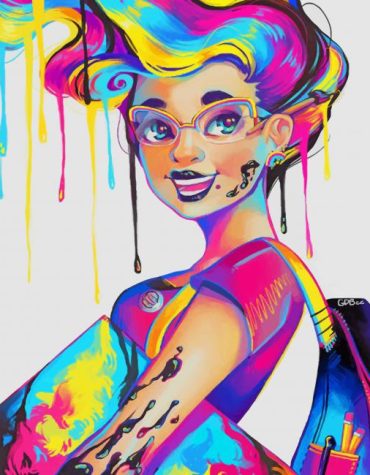 Colorful Girl Splatter Paint By Numbers
