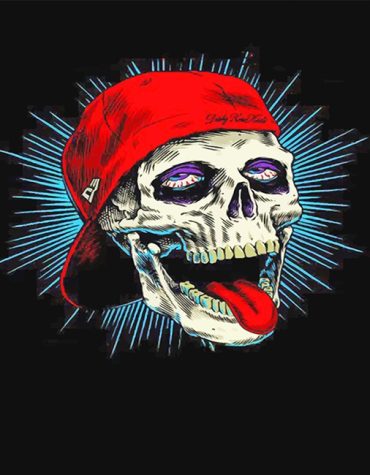 Stylish Skull With Tongue Paint By Numbers