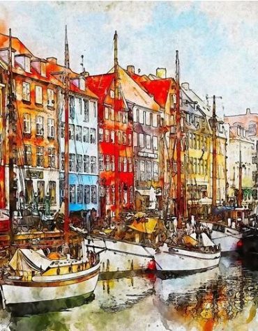 Copenhagen Harbor Cityscape Paint By Numbers