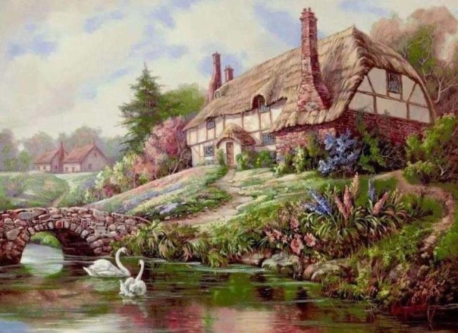 Countryside Village Scene Paint By Numbers