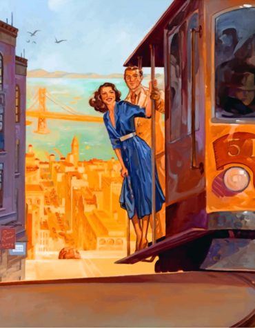 Vintage Couple Tram Paint By Numbers