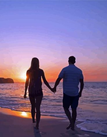 Romantic Beach Sunset Paint By Numbers