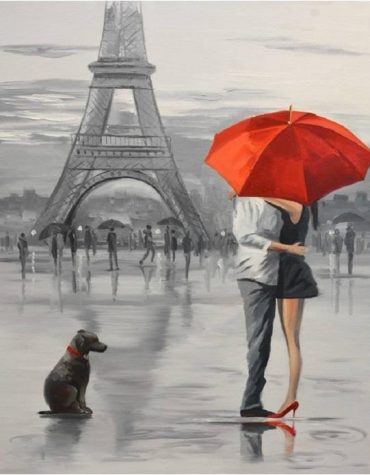 Romantic Couples In Paris Paint By Numbers