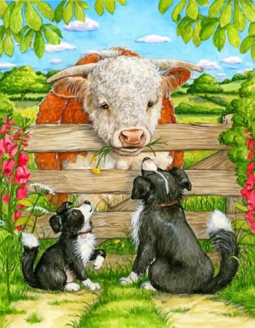 Cow and Dog Companions Paint By Numbers