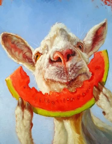 Cow and Watermelon Delight Paint By Numbers