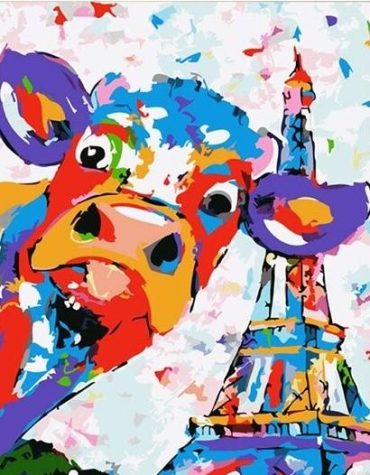 Colorful Paris Cow Paint By Numbers