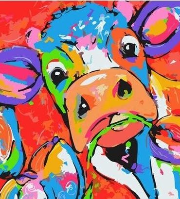 Colorful Cow and Flower Paint By Numbers
