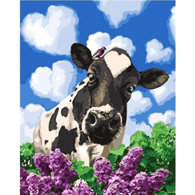 Cow in Blossoms Paint By Numbers