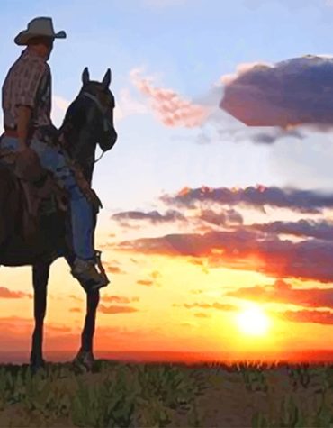 Cowboy Sunset Landscape Paint By Numbers