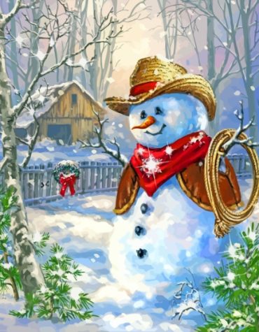 Snowy Cowboy Scene Paint By Numbers