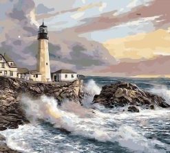 Seascape Lighthouse Waves Paint By Numbers