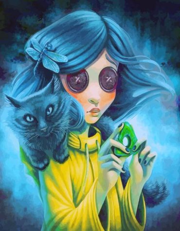 Creepy Coraline and Blue Cat Paint By Numbers