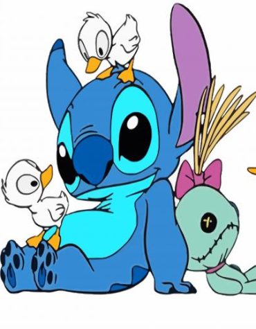 Cute Disney Stitch and Ducks Paint By Numbers