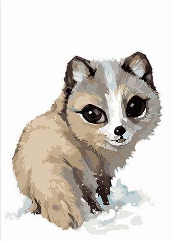 Cute Wolf Winter Scene Paint By Numbers